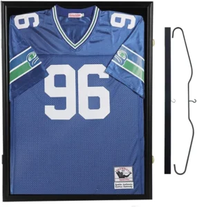 S&L Jersey Frame Display Case Lockable Large Sport Shadow Box 98% UV Protection Acrylic for Football Basketball Uniform Black