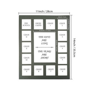 School Picture Frame 11×14″ 15 Photos School Days Photo Collage Frame with Black White Grey Matting