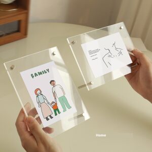 Sen Shi Ji Customized Size Transparent Acrylic Magnetic Rectangle Modern Simple Photo Frame Certificate Postcard Display Desktop
