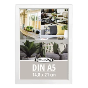 Set of 2 White Wooden Poster Frames 14.8 X 21 cm DIN A5 Simple Classical Style for Display Hanging Use Decorative Picture Frames
