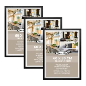 Set of 3 60 X 80 cm Black Wood Decor Poster Frames Pine Wood Picture Frames for Home Decoration Photo Display Square Pattern