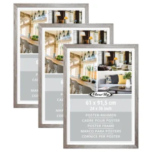 Set of 3 Creative Simple A4 Size Pine Wood Photo Frames 61 X 91.5 cm Canvas Decor Driftwood Poster Frames for Photos