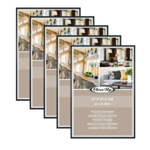 Set of 5 Silver A2 Photo Frames 61 X 91.5 cm Black Poster Frames Made of Durable Metal Aluminium and Alloy