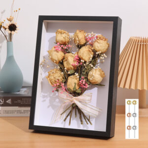 Shadow Box Frame Wood Memory Box Display Case for Flower Tickets and 3D Items Tabletop Wall Mountable
