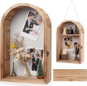 Shadow Box Frame with Removable Shelves Large Deep Memory Display Case for Wedding Bouquet Medals Photos Keepsakes