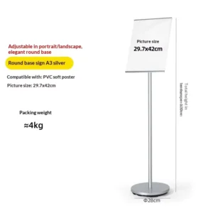 Shopping Mall A4 A3 Adjustable Standing Sign Vertical Outdoor Poster Frame Acrylic Floor Display Stand for Hotel Directional Use
