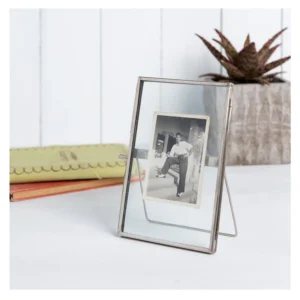 Silver Finished Transparent Glass Picture Photo Frame for Office and Home Tabletop Decor