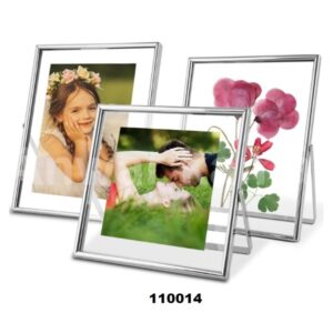Silver Floating Picture Frames Set of 3 for Photo Frame For Tabletop Metal Glass Frame for Home & Office Desk Decor