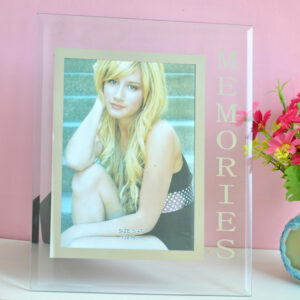Simple Transparent Glass Photo Frame with ‘MEMORIES’ Letter Decoration Customized Standing Hanging Decorative Wall Art Frames