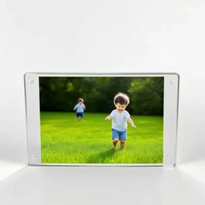 Sleek Transparent Acrylic Photo Frame With Curved Design For Desktop Display
