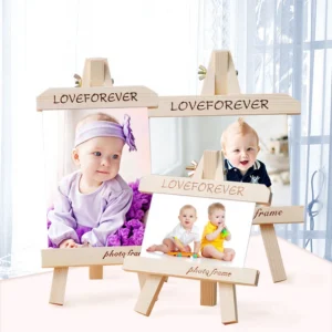 Small New Design Desktop Decorative Pine Wooden Photo Frame Pure Hand Creative Picture Frame Photo Shelf