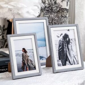 Small Size Haze Blue Wood Grain MDF Photo Frame Desktop Wall Photo Decoration