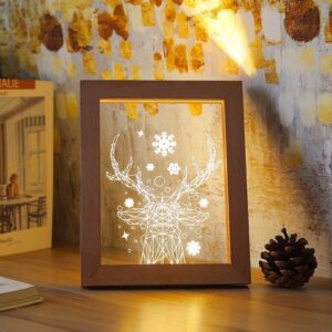 Solid Natural Wood Photo Frame with Randomly Changing Lights Wedding Gift Set for Bride and Groom Freeze Love Memories Forever