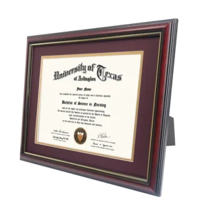 Solid Wood Cherry A4 8.5*11 Graduation Certificate Diploma Frame with Gold Trim
