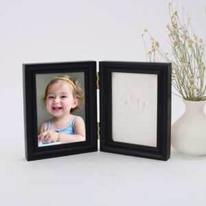 Solid Wood DIY Fashionable Waterproof Photo Frame with Baby Print Impressions Tabletop Display Keepsake