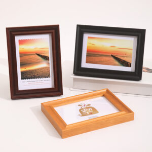 Solid Wood Desktop & Wall Mounted Photo Display Rack High Definition Glass Frame Pack Elegant Wooden Frame for Home Office Decor