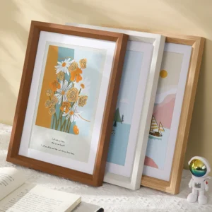 Solid Wood European Modern Style Multi Size Letterpress Printed Photo Frame High Definition Glass for Desktop Wall Mount Display