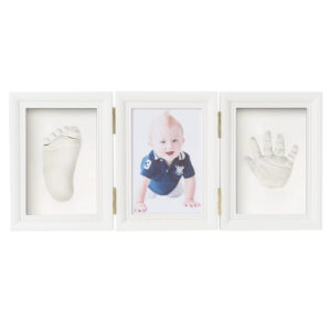 Solid Wood Hand and Foot Print Photo Frame Painted Waterproof Non toxic Clay DIY Hand Footprint Souvenir Gift Foldable Design