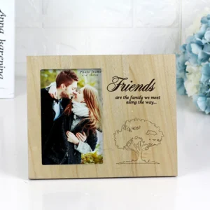 Solid Wood Laser Art Clip Photo Frame Everlasting Gift for Friendship DIY Home Use Hand Carved Picture Frame