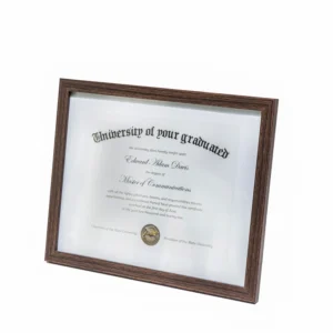 Solid Wood Walnut colored Rectangle Certificate Frame Eco Friendly Wall Mounted Classic Modern Rustic Design Hollow Series