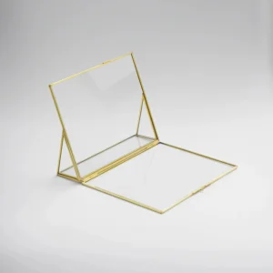 Sophisticated Gold Freestanding Metal Glass Photo Frame Minimalist Floating Tabletop Picture Frame For Art & Photos
