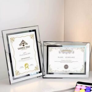 Sparkly Mirrored 6inch Rectangle Transparent Silver Glass Crystal Photo Frame For Wedding Display Creative Glass Picture Frame