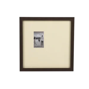 Square Dark Wood Photo Frame With Beige Matting Minimalist Small Insert Picture Frame for Home Wall Tabletop Decoration