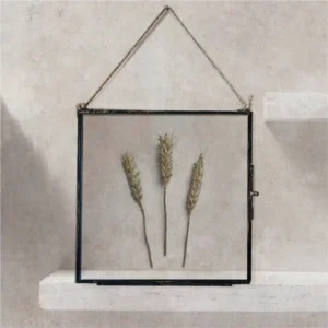 Square Hanging Glass Photo Frame Metal Border Double Sided Specimen Holder Floating Art Frame for Home Gallery Wall