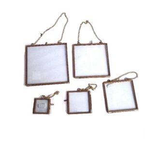 Square Metal Photo Frame for Hanging Pressed Flowers and Art Clear Double Glass Floating Wall