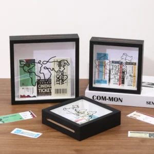Square Shadow Box Photo Frame Wood Material Handmade UV Printing Home Decor Scenery & Travel Adventure Memorial StyleShadow Box