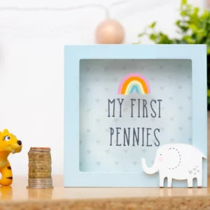 Square Wooden Money Box Photo Frame Shadow Box for Kids