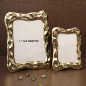 Stylish Photo Frame Set of 2 Metal Casted Gold Plated Modern Decorative Picture Frame for Home Office & Gifting Decor Use