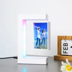 Sublimation Blanks Rectangle Magnetic Levitation Floating Photo Mirror Frame Display With LED Light for Decoration
