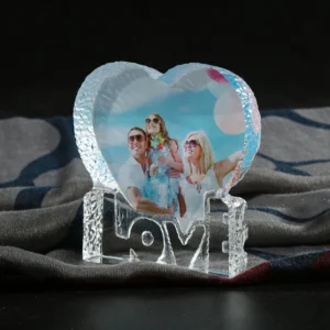 Sublimation Heart shaped Crystal Photo Frame Decor Personalized Custom Picture Photo Frame Crystal for Wedding Gifts
