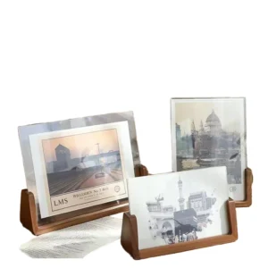 Tabletop Display Picture Frame with Base Custom Wood Photo Frame with Acrylic Glass Covers Colorful UV Printed Photos