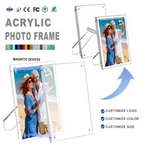 Tabletop Transparent Acrylic Photo Frame Horizontal or Vertical Magnetic Stand Convenient Display