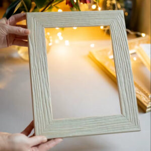 Textured Resin Picture Frame Cream Rectangular Photo Holder Desktop Display Wall Hanging Home Office Room Decoration