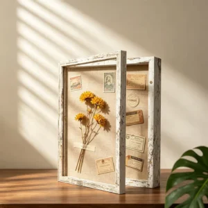 Three dimensional Hollow Magnetic Suction Photo Frame with Transparent Flip Cover Display Box for Dried Flower Specimens Frame