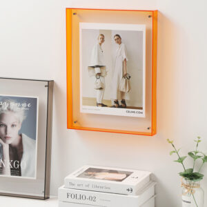 Transparent Acrylic Floating Photo Frame Magnetic Picture Holder for Wall Mount Tabletop Display