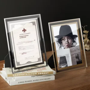 Transparent Crystal Glass Photo Frame Honor Certificate Display Stand Desktop & Wall Mount Picture Frame 6/7/8/10 inch