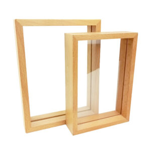 Transparent Double Sided Glass Picture Frame Wooden Floating Photo Frame Wall Art Picture Frame