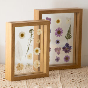 Transparent Double Sided Glass Picture Wooden Frame and Glass Floating Photo Frame Wall Art