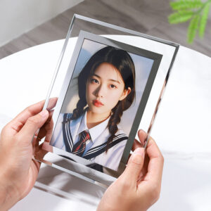 Transparent Glass Handmade China Photo Frame Minimalist Style 5×6 Inches A4 Size Premium Glass Style Tabletop Photo Holder
