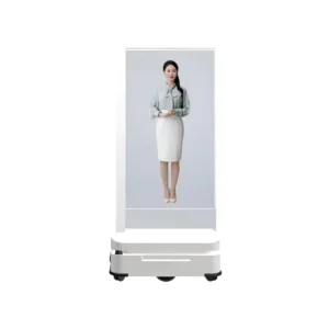 Transparent OLED Digital Signage 55 Inch Floor Stand Mobile Display Player with Animation for Elevator Use