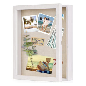 Travel Photo Display Frame Linen Fabric Design with Easy Assembly Wall Mount Picture Frame for Memories