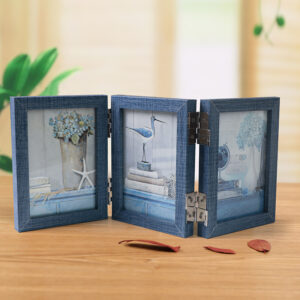 Trifold Photos Frame Collage Hinged Picture Frames with Glass Front Tabletop Display
