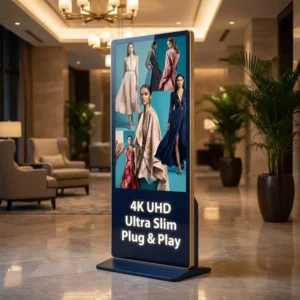 Ultra Slim Design Floorstanding Digital Signage 4K Advertising Display Interactive Kiosk Commercial Totem 55inch Touch Screen