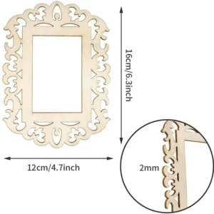 Unfinished Wooden Photo Frame DIY Craft with Rope and Graffiti Wooden Pieces for Decoration