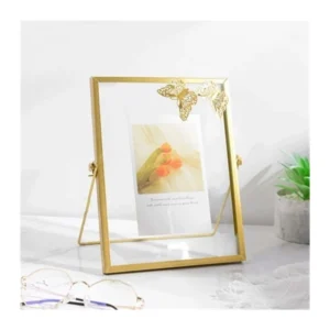 Unique Design Brass & Glass Tabletop Photo Frame for Wall Decoration Living Room Artwork Designer Photo Frames