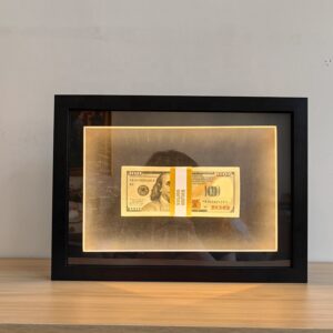 Us Dollar Black Art Photo Frame Money Box Square Wooden Picture Frame With Mat A4 35X35 5Cm Depth Shadow Box Frame